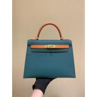 epsom Hermes kelly 25 bicolor handbag GHW full handmade boutique package