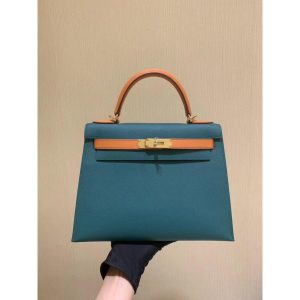 epsom Hermes kelly 25 bicolor handbag GHW full handmade boutique package