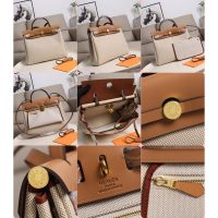 Hermes Herbag Zip 31 canvas tote bag. with detachable clutch full handmade
