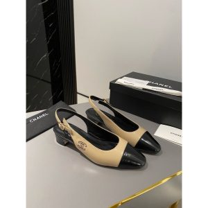 Chanel kitten-heel slingback pump flat ballerina shoes size 35-40