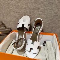 Hermes women's block-heel Strappy Sandals in Tan Calfskin size35-42 boutique inclusion