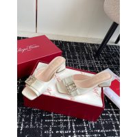Roger RV crystal-buckle heel sandal mules outdoor slide slipper size35-42 - 图片 2