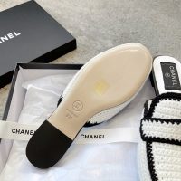 Chanel crocheted flat mules sandal inddor slipper in black ivory size 35-40