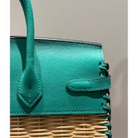 limited edition Hermes wicker Birkin 25 picnic handbag SHW-full handmade boutique package