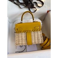 wicker-braided Hermes mini kelly picnic handbag SHW full handmade boutique package