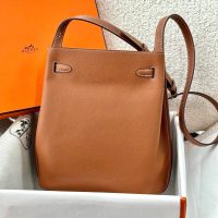 Hermes so kelly 22 shoulder hobo bag SHW -gold brown calfskin full handmade boutique inclusion