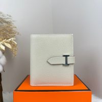 epsom Hermes beam trifold small wallet card holder with silver H clasp