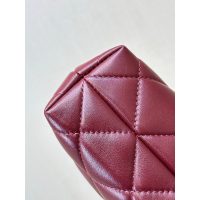 chanel burgundy mini shopping tote in diamond-quilted lambskin