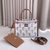 embroidered miu miu mesh mini handbag/tiny shopper tote with zipper clutch - 图片 2