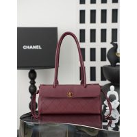 Chanel Preppy Coco Bowling Shoulder Bag-burgundy caviar calfskin