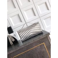 lambskin Chanel chevron envelope clutch/woc with chain