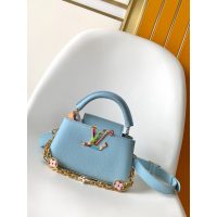 Louis Vuitton LV east-west mini capucines handbag in grainy calfskin