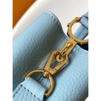 Louis Vuitton LV east-west mini capucines handbag in grainy calfskin
