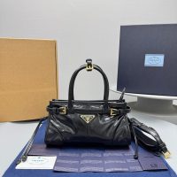 Black Prada Bolide Mini Handbag in Polished Calfskin