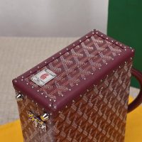goyar canvas trunk handbag petite malle suitcase sling crossbody shoulder messenger bag - 图片 9