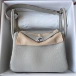 togo Hermes etain lindy 26 shoulder tote bag PHW-full handmade/boutique inclusion