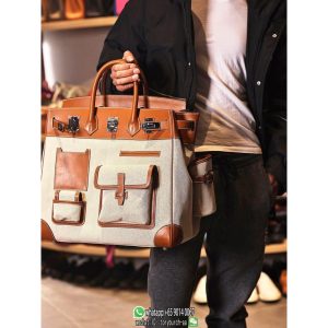 Hermes birkin 40 hac cargo travel luggage bag-canvas swift leather full handmade/boutique inclusion
