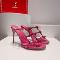 rene caovilla crystal-embellished heel sandal mules bow heel slide size35-42 9.5cm - 图片 6