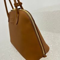 caramel Miumiu shell shoulder open tote large shopper handbag plain resort beach bag - 图片 4