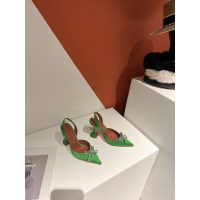 Amina Muaddi satin heel slingback pump with crystal-adorned bow size35-42 - 图片 3