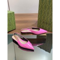 Gucci pointed flat slingback ballet shoes daily flat pump sandal in patent leather size35-40 - 图片 4