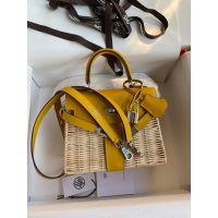 wicker-braided Hermes mini kelly picnic handbag SHW full handmade boutique package
