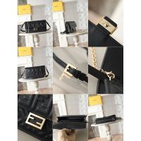 Fendi women's shoulder flap messenger bag square underarm baguette with magnetic buckle - 图片 6