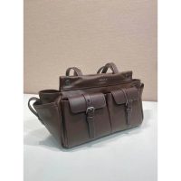 Prada Route Medium shoulder Tote bag in cacao calfskin
