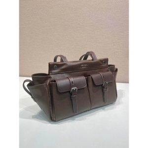 Prada Route Medium shoulder Tote bag in cacao calfskin