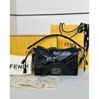 Chevron quiled Fenndi mamma underarm baguette shoulder flap messenger tote with jacquard strap - 图片 4