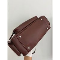 burgundy Prada Bowling Tote Bag in Grainy Calfskin