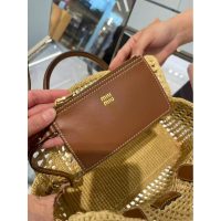 raffia-woven Miu miu basket handbag/elegant open beach tote with leather trim - 图片 9