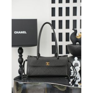 Chanel Preppy Coco Bowling Shoulder Bag-burgundy caviar calfskin