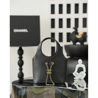 Chanel drawstring shoulder bucket hobo bag in diamond-quilted calfskin