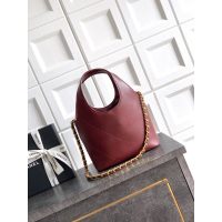 Chanel burgundy small hobo bucket bag in diamond-quilted lambskin