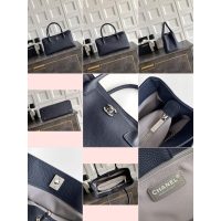 small Chanel Preppy Coco Shopping Tote Bag in caviar calfskin