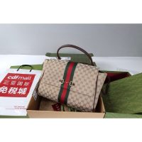 dual size Gucci canvas shoulder crossbody flap messenger vintage satchel - 图片 3