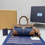 Prada Denim Top Handle Handbag in Calfskin Denim