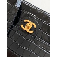vintage Chanel Shoulder Flap Bag in black Croco-Effect Calfskin