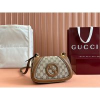 Gucci small Saddle Bag in GG Canvas and Calfskin