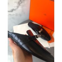 croco-effect Hermes calfskin flat slide mules sandal size35-40 boutqiue inclusion