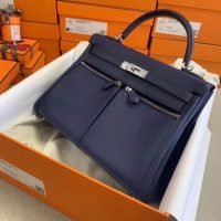 Hermes kelly lakis 32 handbag PHW-Bleu Indigo swift leateher full handmade/boutique inclusion