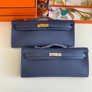 Epsom Hermes kelly cut 31 clutch evening cocktail pouch full handmade/boutique inclusion