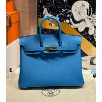 Hermes birkin 25 top-handle handbag GHW-Bleu Zanzibar Togo calfskin full handmade/boutique inclusion