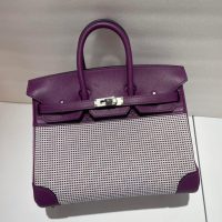 Hermes birkin 30 handbag GHW in mixed canvas wift leatehr full handmade /boutique inclusion