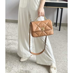 Chanel 19 small shoulder flap bag in quilted lambskin