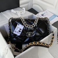 Chanel 19 small shoulder flap bag in quilted lambskin