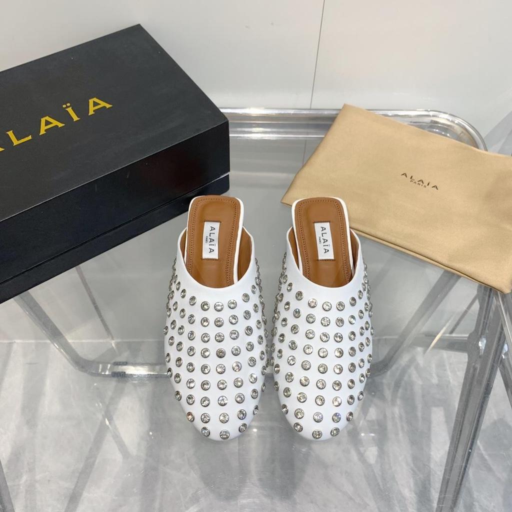 ph-11134201-820l7-mqspefv76328a1.jpg ALAIA Crystal-detailed flat pump sandal half drag mules outdoor summer slipper size35-40 - 图片 1