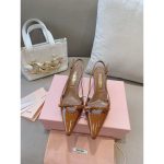 COD 缪缪 Miu kitten heel slingback pointed heel pump sandal in patent leather size35-42 5.5cm height