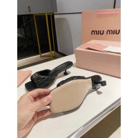 COD lambskin 缪缪 Miu kitten heel slide mules summer heel sandal slipper size35-41 5.5cm height - 图片 9